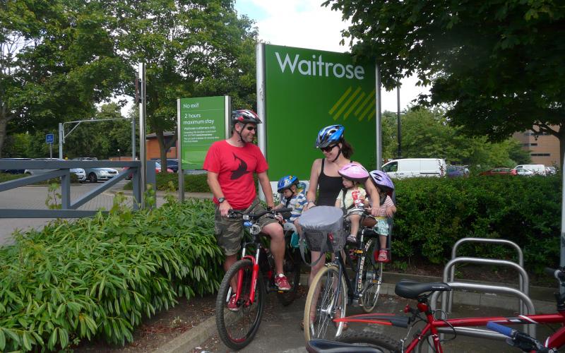 Family shopping by bike in Sudbury (2016)